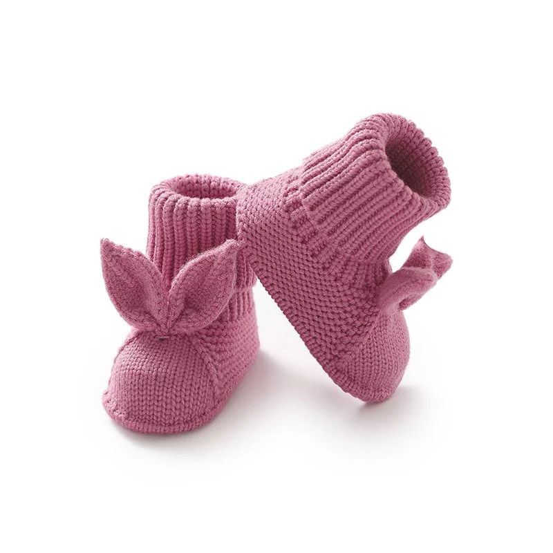Bunny ear knitted booties