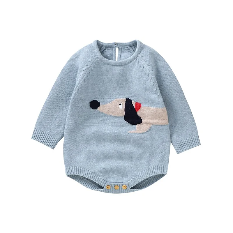 Animal dog knit romper